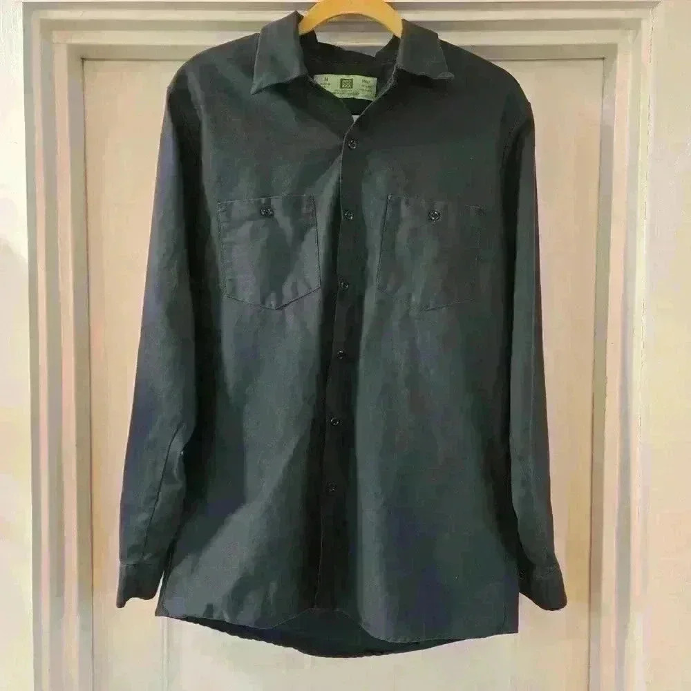 Reed Mens 100% Cotton Button Down Blue Gray Long Sleeve size Medium